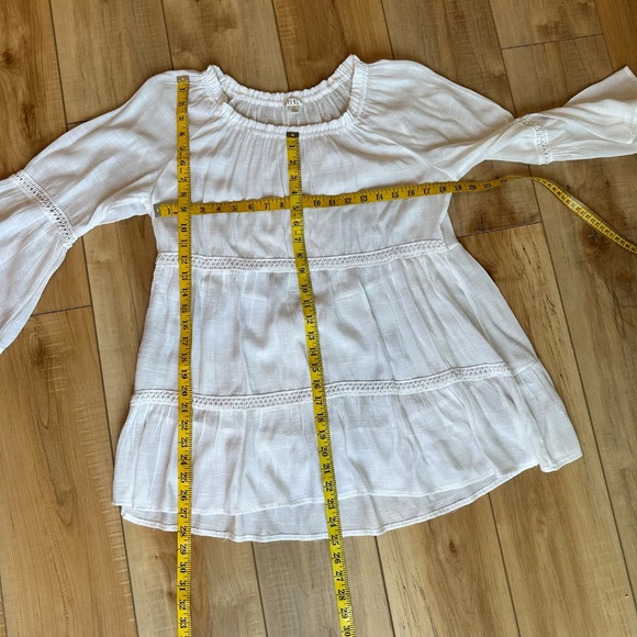 Spense Womens Peasant Boho Flowy Lightweight Blouse Bell Sleeves White Large - Picture 4 of 9